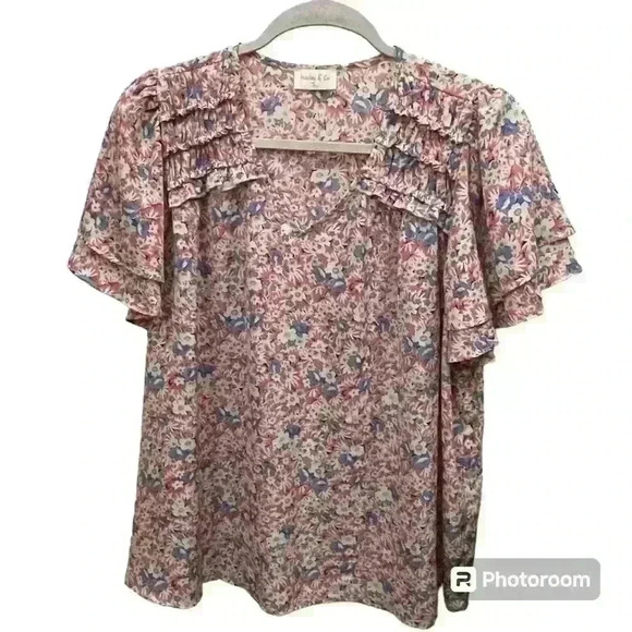 Business casual top | medium | floral print | - Picture 1 of 3